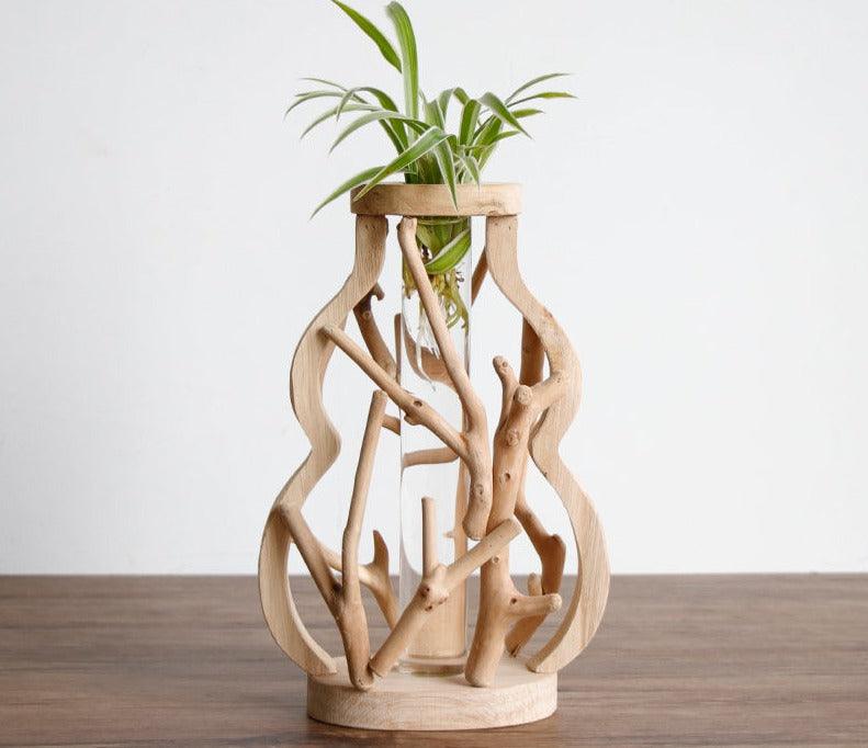 Unique Wood Vase | Hydroponic Decoration - JUGLANA