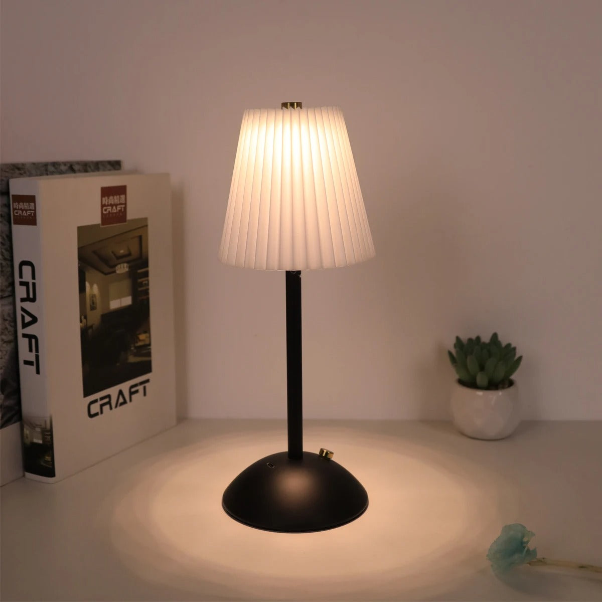 Nordic Pleated Table Lamp | Metal & Fabric