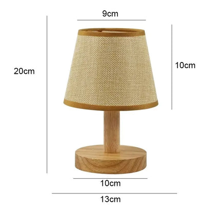 Rustic Classic Bedside Lamp | Wood & Linen