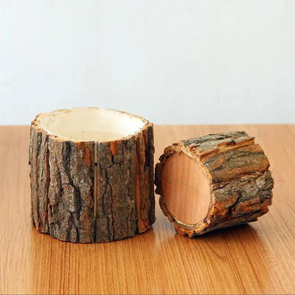 timber plant pot Wood Log Plant Pot, Natural Wood