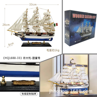 Sailing Ship Model - Real Wood Craft for Home Decor